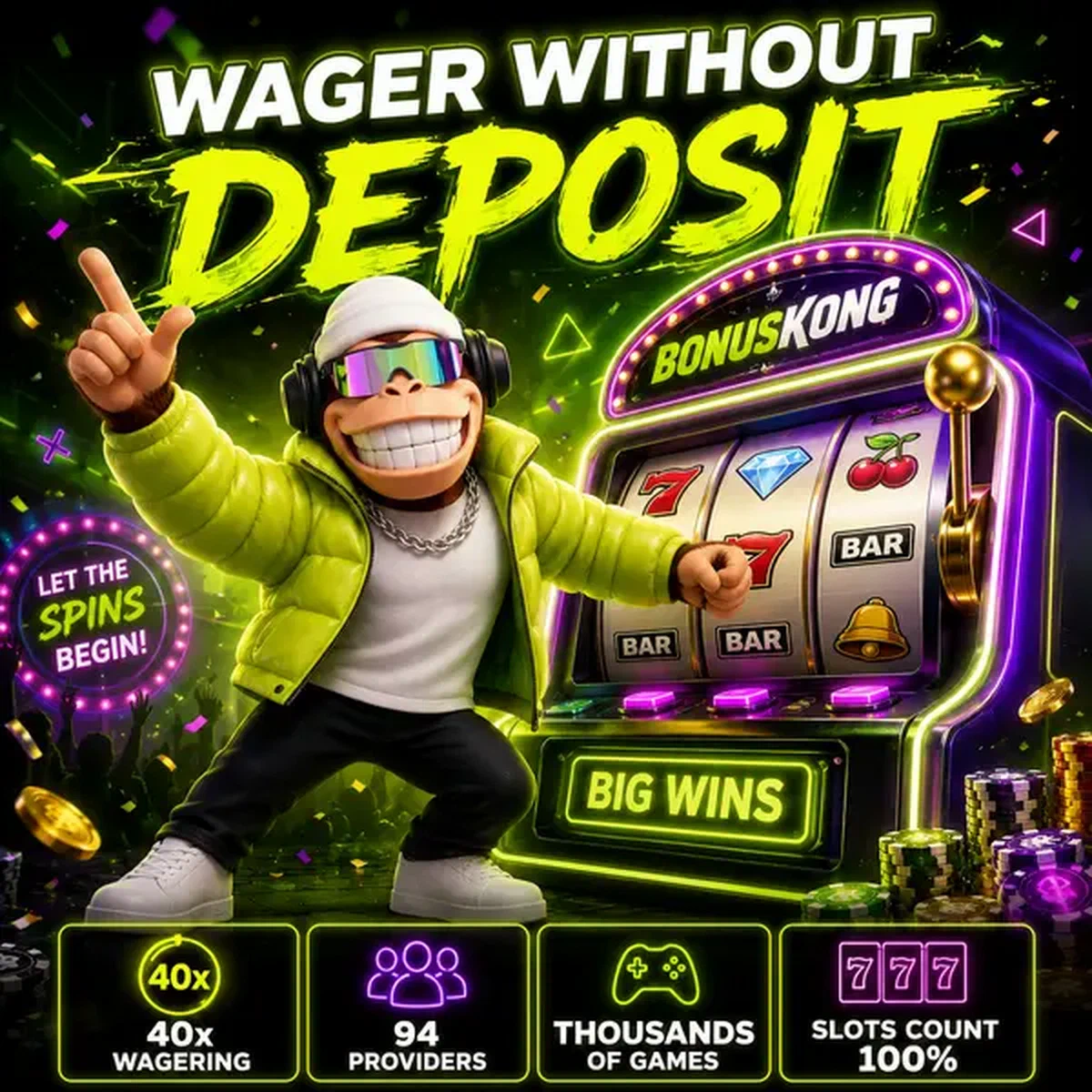 BonusKong zieht Slot-Hebel bei Game Eligibility Casino mit Bonus-Energie ohne Einzahlung
